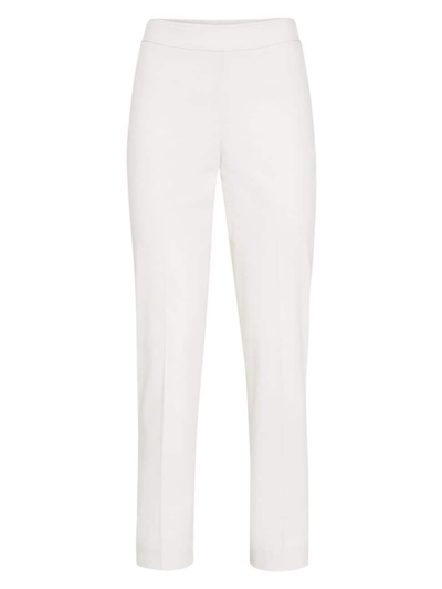 Shop Brunello Cucinelli Women's Stretch Twisted Cotton Twill Capri Pants With Monili In White