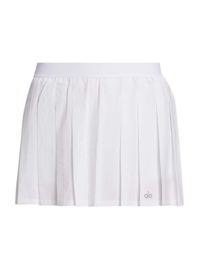 Shop Alo Yoga Women's Varsity Tennis Skirt In White