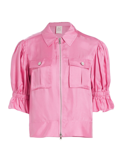 Shop Cinq À Sept Women's Holly Short-sleeve Satin Zip Jacket In Primrose