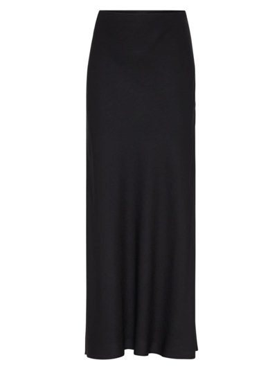 Shop Brunello Cucinelli Women's Viscose And Linen Twill Fluid Bias Cut Skirt In Black