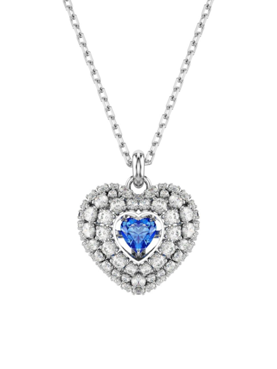 Shop Swarovski Women's Hyperbola Crystal Dancing Heart Pendant Necklace In White Gold