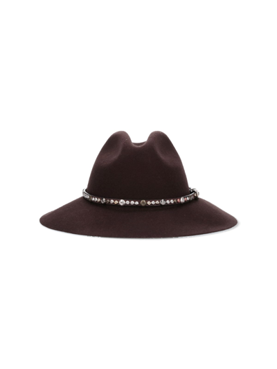 Shop Golden Goose Hat With Strap In Brown