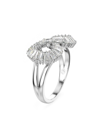 Shop Swarovski Women's Hyperbola Rhodium-plated & Crystal Cocktail Ring In White Gold