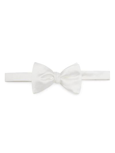 Shop Brunello Cucinelli Men's Cotton And Silk Satin Bow Tie In Off White