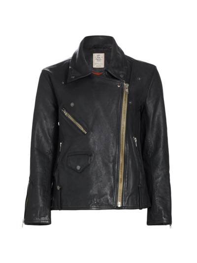 Shop Free People Women's Jealousy Leather Moto Jacket In Distressed Black