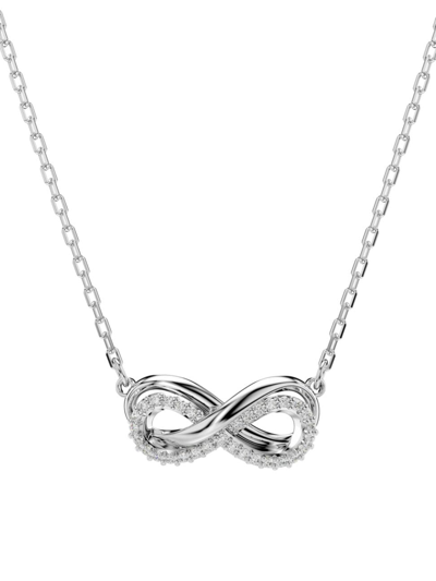 Shop Swarovski Women's Hyperbola Crystal Infinity Necklace In White Gold