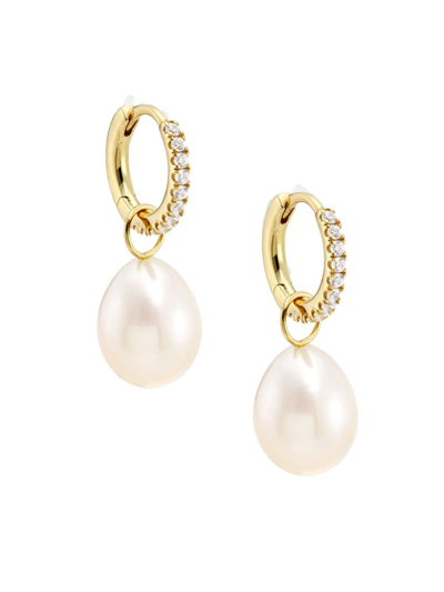 Shop Shashi Women's Jasmin 14k-gold-plated, Cubic Zirconia & Cultured Freshwater Pearl Drop Earrings In Gold Crystal Pearl
