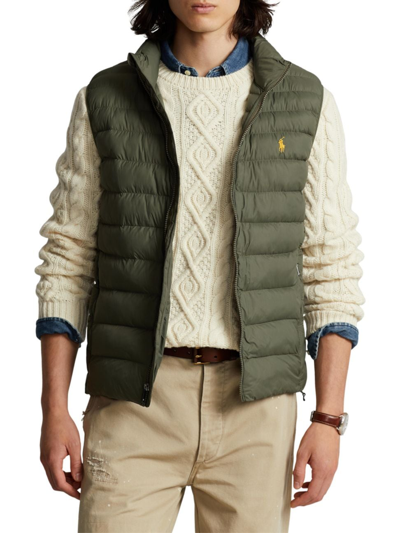 Shop Polo Ralph Lauren Men's Terra Packable Rain-repellent Puffer Vest In Green