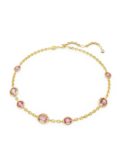 Shop Swarovski Women's Imber Gold-plated & Pink Crystal Necklace In Yellow Gold