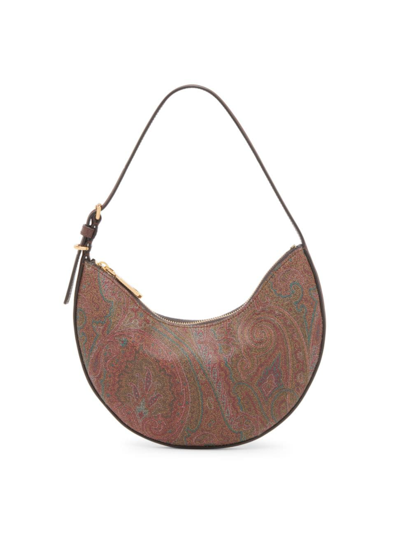 Shop Etro Women's Medium Essential Paisley Hobo Bag In Marrone