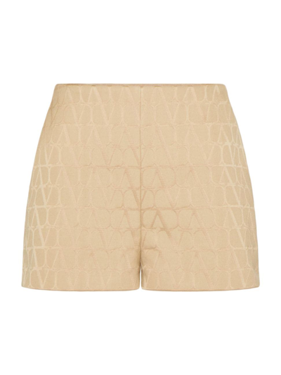 Shop Valentino Women's Shorts In Toile Iconographe Cotton Cordura In Beige