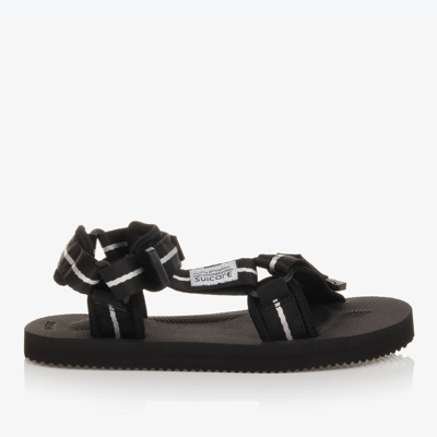 Shop Palm Angels Teen Boys Black Velcro Strap Sandals