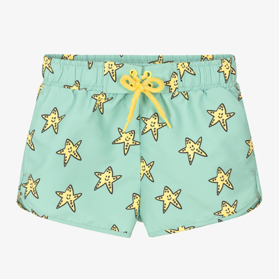 Shop Stella Mccartney Kids Green Starfish Swim Shorts