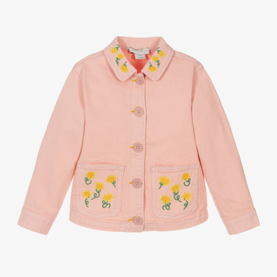 Shop Stella Mccartney Kids Girls Pink Sunflower Cotton Jacket