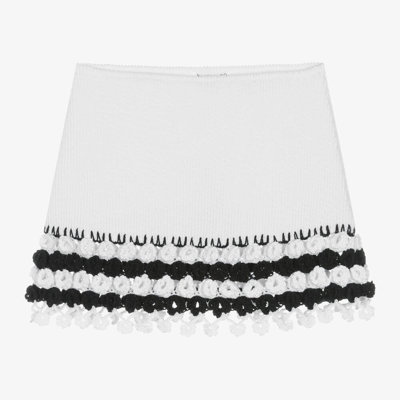 Shop Nessi Byrd Girls White Floral Crochet Beach Skirt