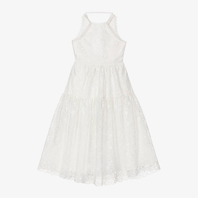 Shop Marlo Girls Ivory Embroidered Floral Dress