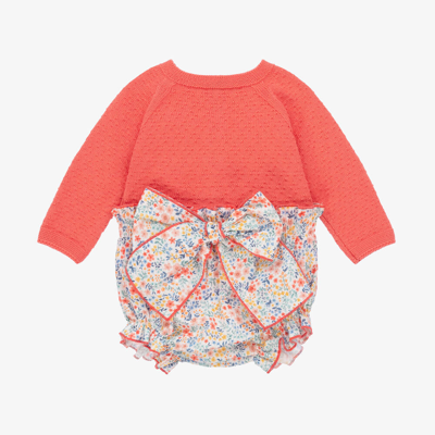 Shop Artesania Granlei Baby Girls Coral Pink Cotton Shorts Set