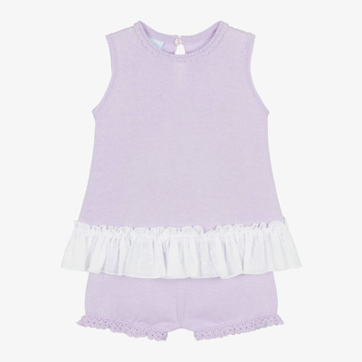Shop Artesania Granlei Girls Lilac Purple Knitted Shorts Set