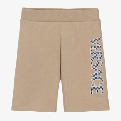 Shop Versace Boys Beige Cotton Shorts