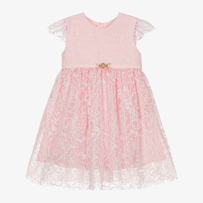 Shop Versace Girls Pale Pink Barocco Tulle Dress