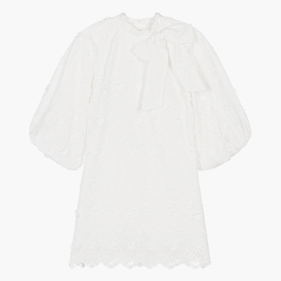 Shop Petite Amalie Teen Girls White Embroidered Floral Dress In Ivory