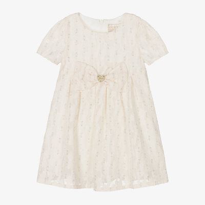 Shop Guess Baby Girls Ivory Jacquard Chiffon Dress