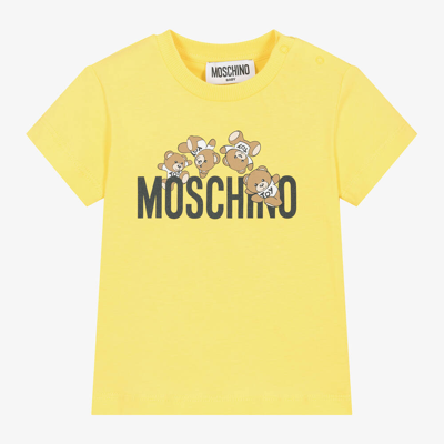 Shop Moschino Baby Yellow Cotton Teddy Bear T-shirt