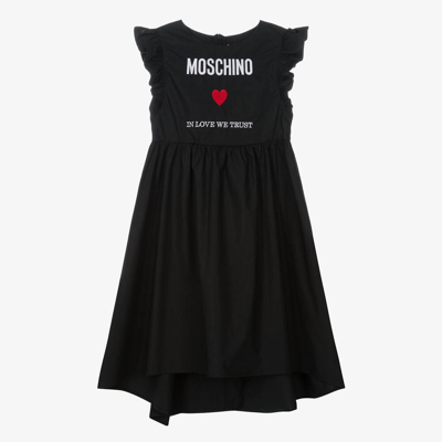 Shop Moschino Kid-teen Teen Girls Black Cotton Dress