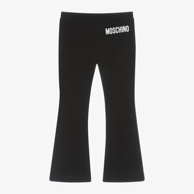 Shop Moschino Kid-teen Girls Black Cotton Flared Trousers