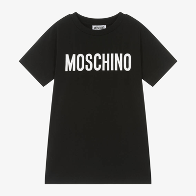Shop Moschino Kid-teen Girls Black Cotton T-shirt Dress