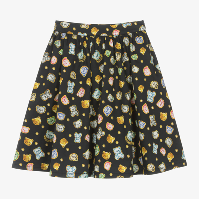 Shop Moschino Kid-teen Teen Girls Black Teddy Bear Gems Skirt