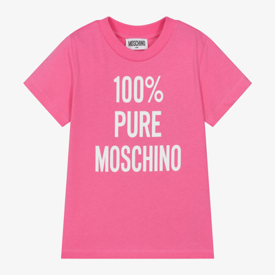 Shop Moschino Kid-teen Pink Cotton Slogan T-shirt