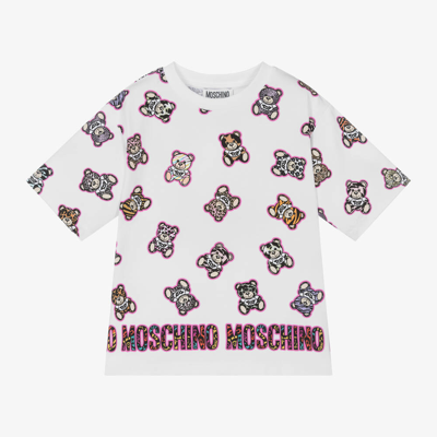 Shop Moschino Kid-teen Girls White Bear Cotton T-shirt