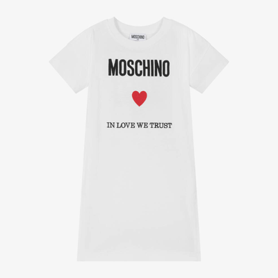 Shop Moschino Kid-teen Girls White Cotton T-shirt Dress