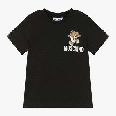Shop Moschino Kid-teen Black Cotton Teddy Bear T-shirt