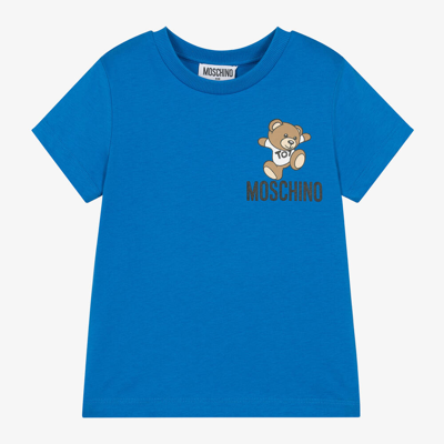 Shop Moschino Kid-teen Blue Cotton Teddy Bear T-shirt