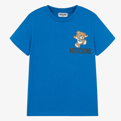 Shop Moschino Kid-teen Teen Blue Cotton Teddy Bear T-shirt