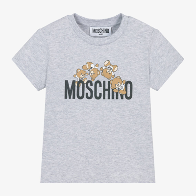 Shop Moschino Baby Grey Cotton Teddy Bear T-shirt