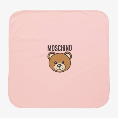 Shop Moschino Baby Girls Pink Cotton Teddy Bear Blanket (72cm)