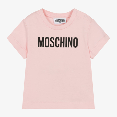 Shop Moschino Baby Pink Cotton Baby T-shirt