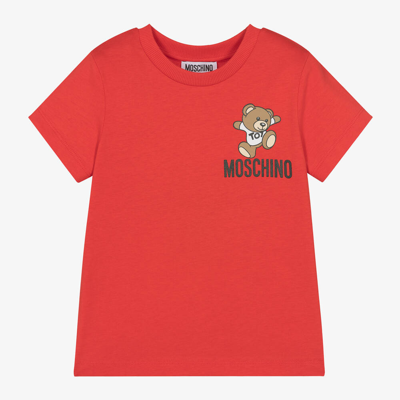 Shop Moschino Kid-teen Red Cotton Teddy Bear T-shirt