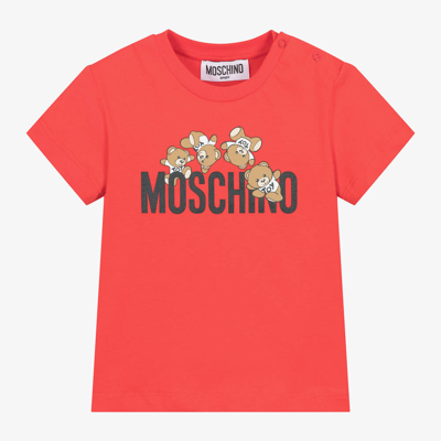 Shop Moschino Baby Red Cotton Teddy Bear T-shirt