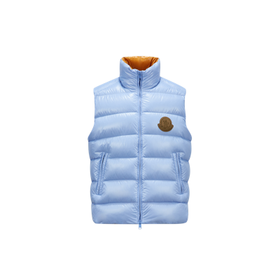 Shop Moncler Collection Parke Down Vest Blue