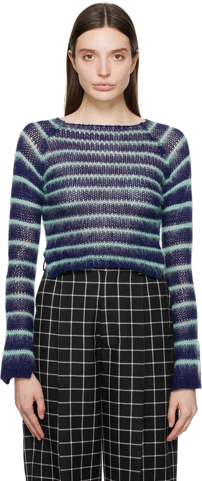 Shop Marni Blue Striped Sweater In Rgb94 Blumarine