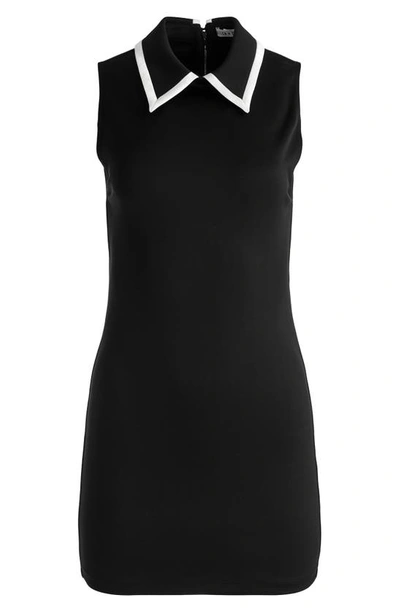 Shop Alice And Olivia Wynell Point Collar Minidress In Black/ Off White