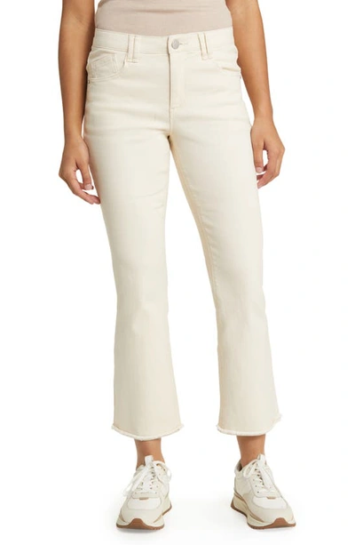 Shop Wit & Wisdom 'ab'solution Frayed High Waist Ankle Flare Jeans In Ecru