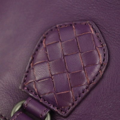Shop Bottega Veneta Intrecciato Purple Leather Tote Bag ()