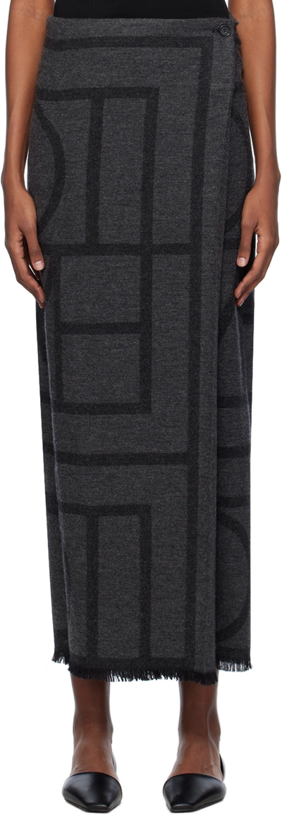Shop Totême Gray Winter Maxi Skirt In 083 Dark Grey Melang