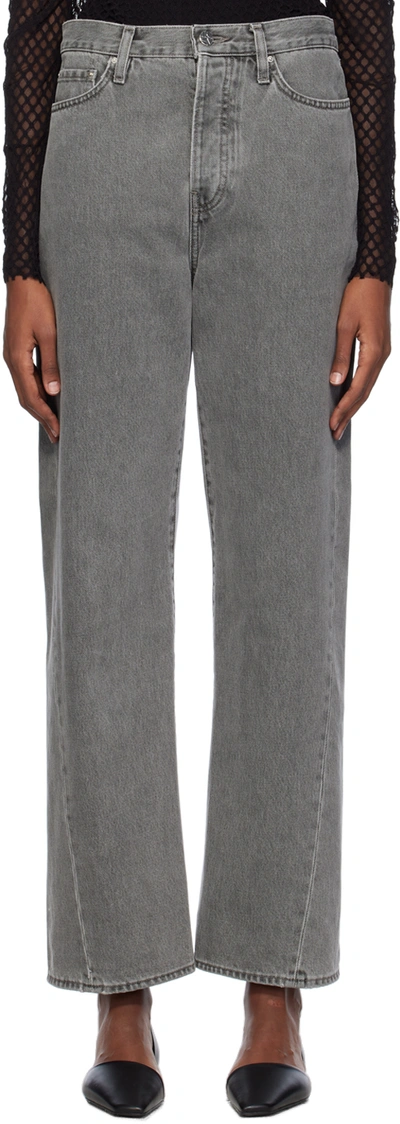 Shop Totême Gray Twisted Jeans In 153 Mid Grey Wash