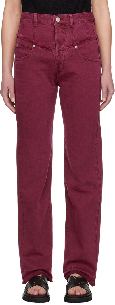 Isabel Marant Noemie Raw-edge Straight Leg Jeans In 80by Burgundy